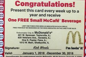 Foundation Selling McDonald's Cards